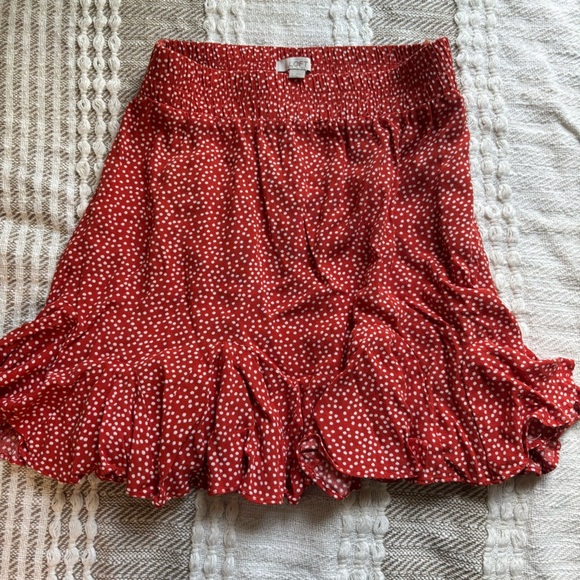 LOFT Red and White Polka Dot Skater Skirt - Picture 6 of 6